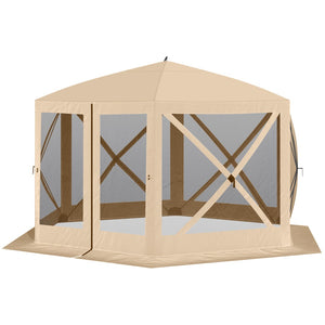 English Elm Outsunny Hexagon Pop up Screen House Gazebo with Mesh Walls Upf 30 Outdoor Shelter W2225P200511
