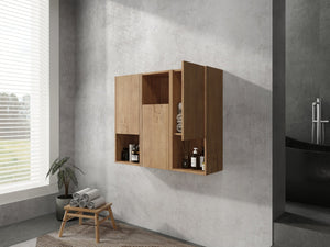 English Elm 36" Bathroom Side Cabinet - Stylish Wall-Mounted Storage, Soft-Close Doors & Durable Imitative Oak Finish W999S00374