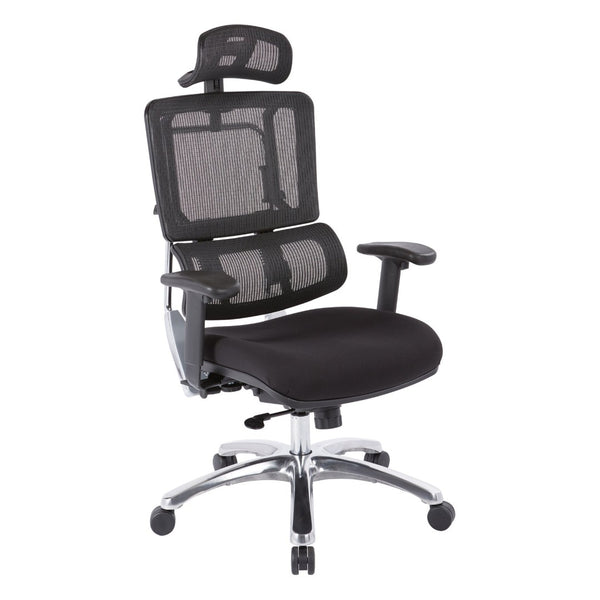 OSP Home Furnishings Vertical Mesh Back Ergonomic Office Chair with Headrest and Adjustable Lumbar Support 99662CHRB-30
