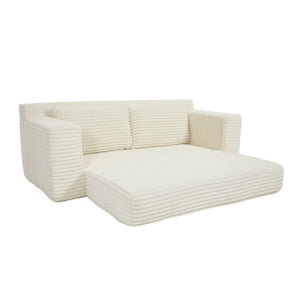 English Elm Loveseat Convertible Corduroy Sofa Bed with Memory Foam Steel Frame for Small Spaces Beige W2959P425088