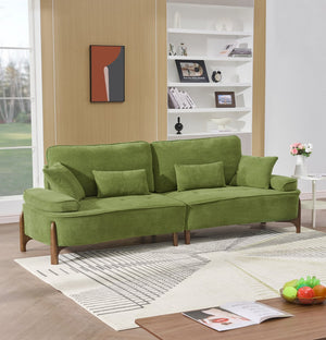 English Elm 103 Luxurious Cloud Velvet Sofa with High-Elastic Sponge Cushion, Deep-Seated Comfort for Living Spaces Green W2290S00009