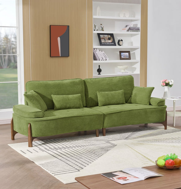 English Elm 103 Luxurious Cloud Velvet Sofa with High-Elastic Sponge Cushion, Deep-Seated Comfort for Living Spaces Green W2290S00009