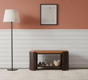 English Elm Artisan Solid Mango Wood Entryway Bench Handcrafted Warm Mocha Finish Bedroom Seat B182P430895