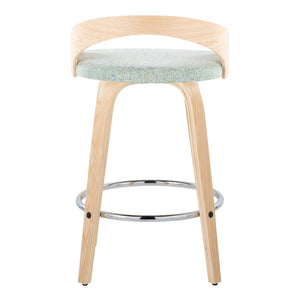 English Elm 26" Swivel Counterstools with Tufted Faux Leather Walnut Legs and Chrome Footrest Set of 2 B202S00309