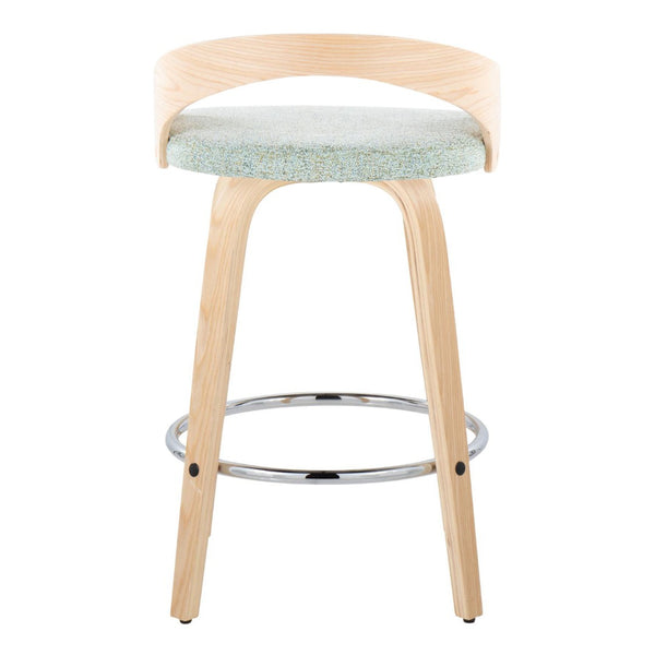 English Elm 26" Swivel Counterstools with Tufted Faux Leather Walnut Legs and Chrome Footrest Set of 2 B202S00309