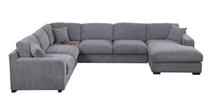 English Elm Celine Chenille Corner Sectional with Chaise Cupholders and Built-in Usb Charging Ports B061S00900