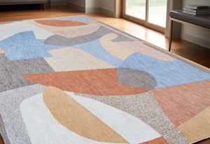 Homeroots 5' X 7' Blue And Gray Abstract Non Skid Area Rug  100% Pet 552014