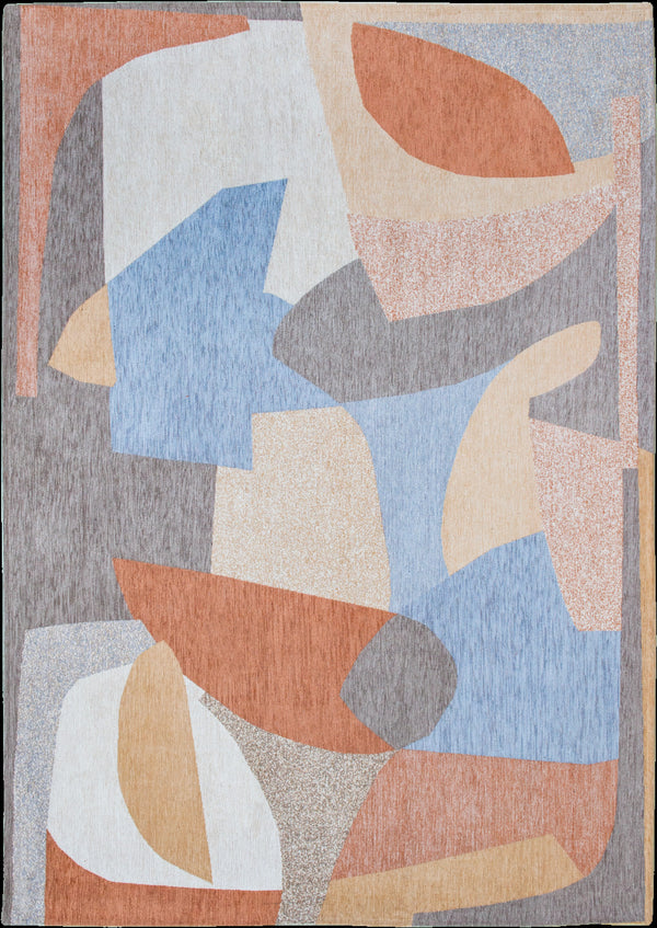 Homeroots 7' X 9' Blue And Gray Abstract Non Skid Area Rug  100% Pet 552016