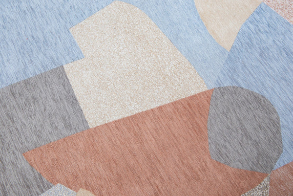HomeRoots 9' Modern Blue and Gray Abstract Area Rug - Non-Skid, Durable Design for Living Spaces & Style 552018