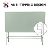 English Elm Mint Green Sideboard Storage Cabinet With Two Fluted Glass Doors Detachable Shelves Bottom Space For Living Room, Office, Dinging Room and Entryway (Old Sku:W68743733)