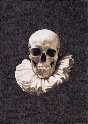 HomeRoots 3' X 5' Black and White Funky Skull Area Rug - Non-Skid, Stylish Accent for High-Traffic Spaces 552041