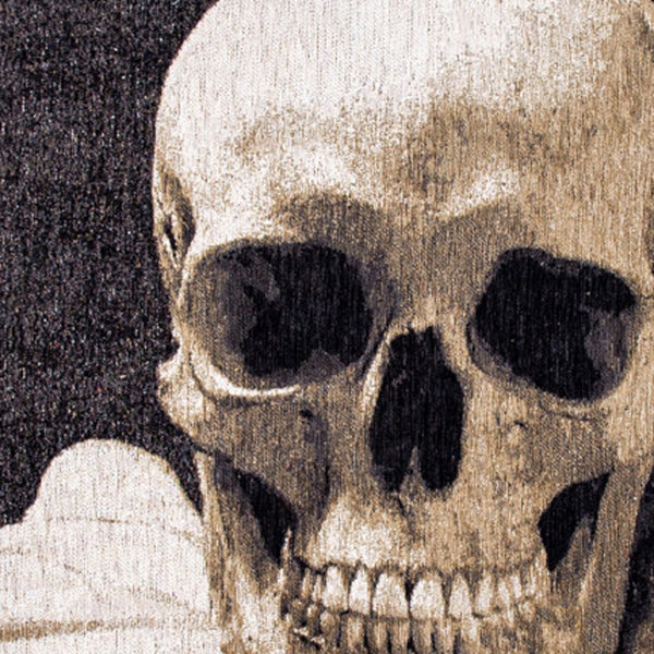 Homeroots 7' X 9' Black And White Funky Skull Non Skid Area Rug  100% Pet 552044