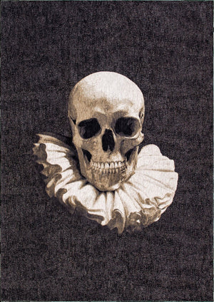 HomeRoots 9' X 13' Funky Skull Area Rug – Modern Black & White Non-Skid Accent for Living Spaces & Bedrooms 552046