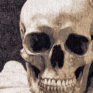 Homeroots 8' Black And White Round Funky Skull Non Skid Area Rug  100% Pet 552047