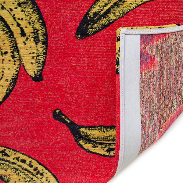 Homeroots 3' X 5' Red And Yellow Abstract Non Skid Area Rug  100% Pet 552048