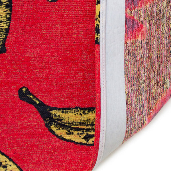 Homeroots 5' X 7' Red And Yellow Abstract Non Skid Area Rug  100% Pet 552049