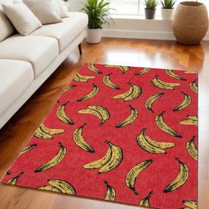 Homeroots 5' X 7' Red And Yellow Abstract Non Skid Area Rug  100% Pet 552049