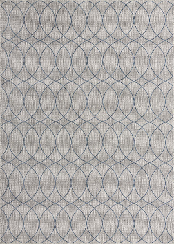 Unique Loom Outdoor Trellis Gitter Machine Made Trellis Rug Gray Blue,  10' 0" x 14' 1"