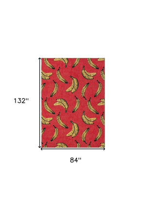 Homeroots 8' X 11' Red And Yellow Abstract Non Skid Area Rug  100% Pet 552052