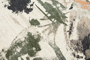 HomeRoots 5' Modern Gray and Orange Abstract Non-Skid Area Rug – Stylish, Durable Design for Any Space 552056