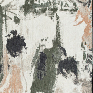 HomeRoots 5' Modern Gray and Orange Abstract Non-Skid Area Rug – Stylish, Durable Design for Any Space 552056