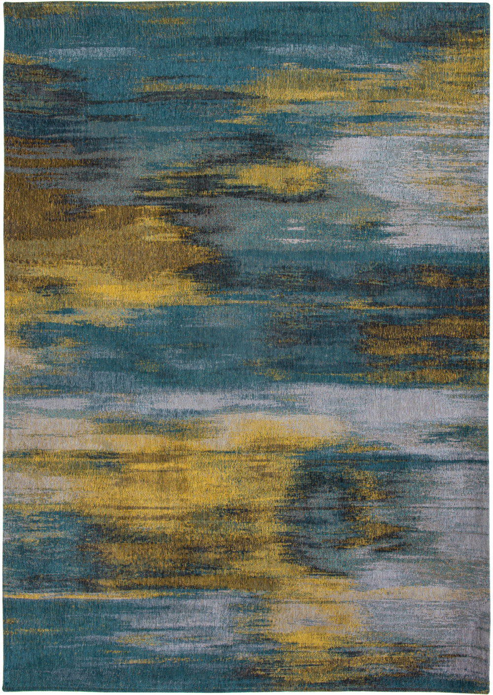 Homeroots 5' X 7' Blue And Yellow Abstract Non Skid Area Rug  100% Pet 552075