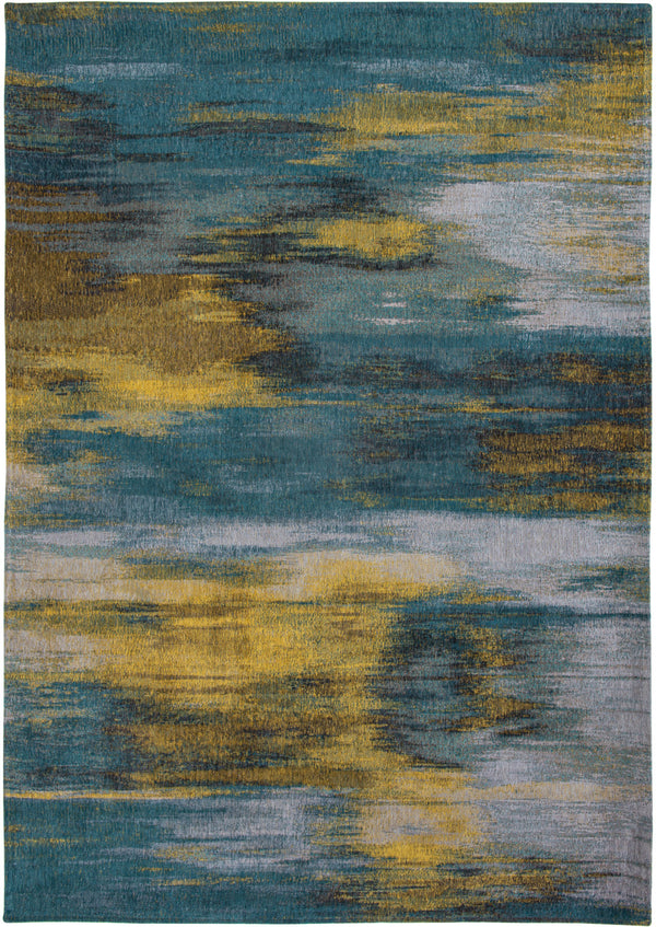 Homeroots 5' X 7' Blue And Yellow Abstract Non Skid Area Rug  100% Pet 552075