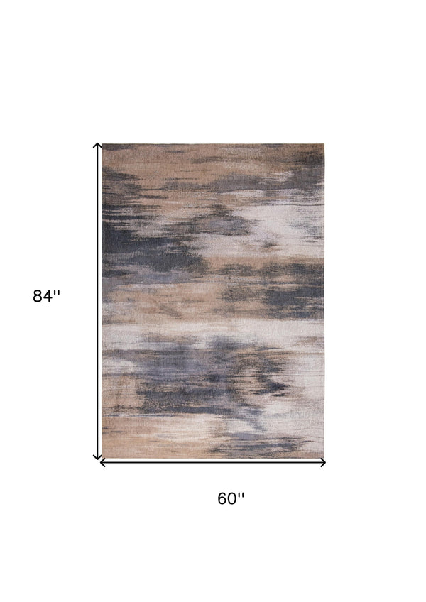 Homeroots 6' X 8' Gray And Beige Abstract Non Skid Area Rug  100% Pet 552082