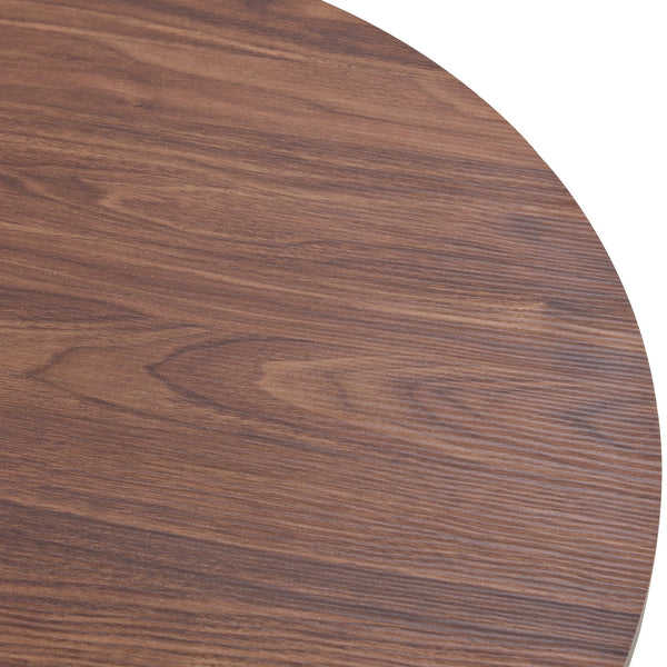 English Elm A modern circular coffee table Walnut 27.5" MDF top with cylindrical Roman legs, hidden storage, vintage flair W1151P270614