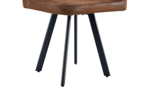 English Elm Stylish Brown Pu Faux Leather Modern Dining Chair Set of Six with Sculpted Backs W3875P370933