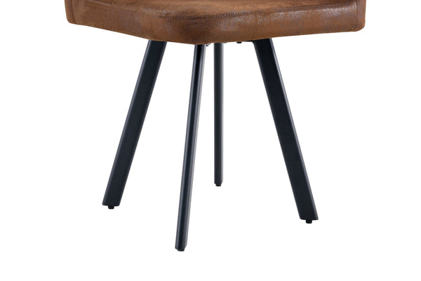 English Elm Stylish Brown Pu Faux Leather Modern Dining Chair Set of Six with Sculpted Backs W3875P370933
