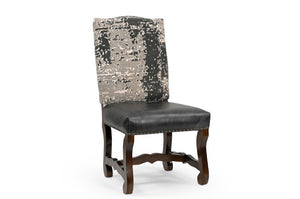 Homeroots Set Of Two Stylish Black Gray And Brown Upholstered Solid Wood Dining Chairs With Nailhead Trim   552134