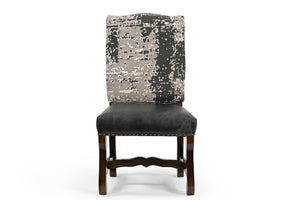 Homeroots Set Of Two Stylish Black Gray And Brown Upholstered Solid Wood Dining Chairs With Nailhead Trim   552134