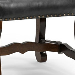 Homeroots Set Of Two Stylish Black Gray And Brown Upholstered Solid Wood Dining Chairs With Nailhead Trim   552134