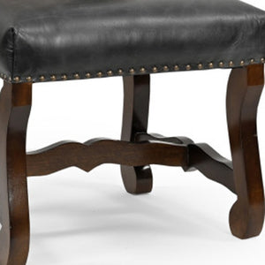 Homeroots Set Of Two Stylish Black Gray And Brown Upholstered Solid Wood Dining Chairs With Nailhead Trim   552134