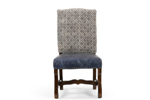Homeroots Set Of Two Stylish Blue & Brown Solid Wood Upholstered Chenille Leather Dining Chairs For Any Room   552135
