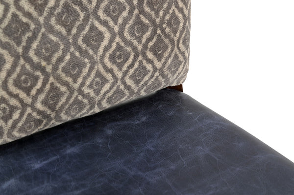 Homeroots Set Of Two Stylish Blue & Brown Solid Wood Upholstered Chenille Leather Dining Chairs For Any Room   552135