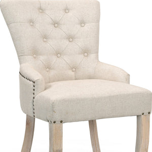 Homeroots 24" Beige Fabric Tufted Arm Chair   552136
