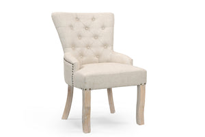 Homeroots 24" Beige Fabric Tufted Arm Chair   552136