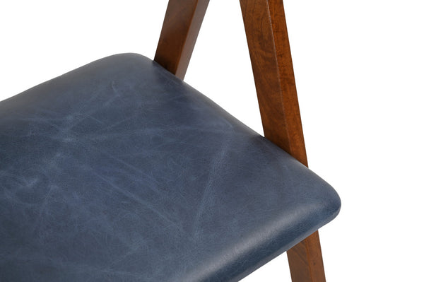 Homeroots 22" Blue And Brown Genuine Leather Arm Chair   552137