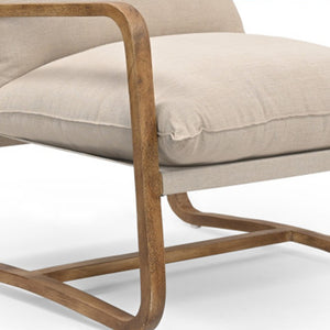 Homeroots 30" Beige And Brown Linen Arm Chair   552139