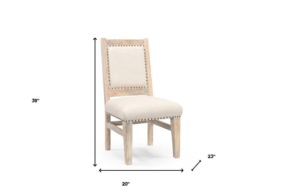 Homeroots 20" Beige And White Side Chair   552143