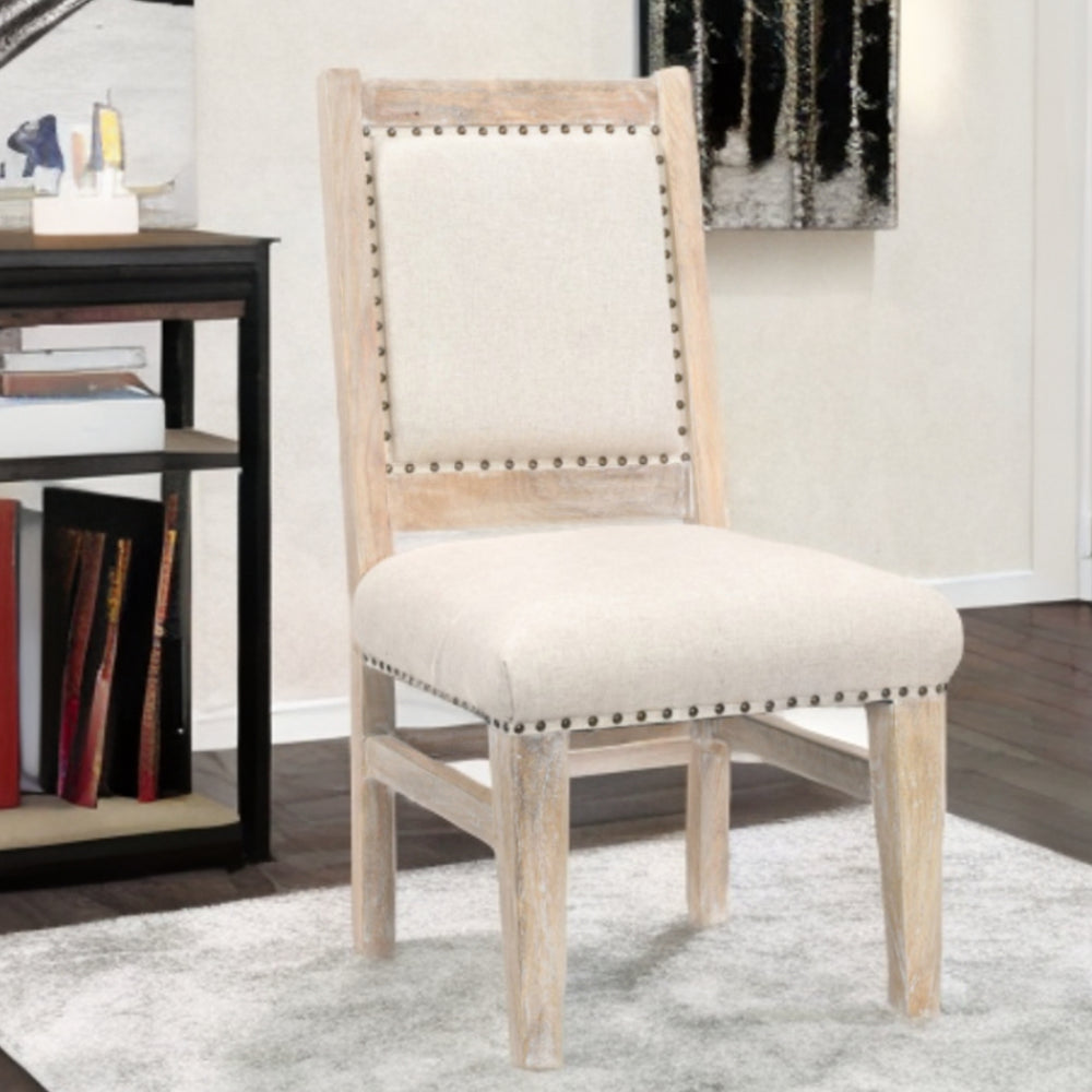 Homeroots 20" Beige And White Side Chair   552143