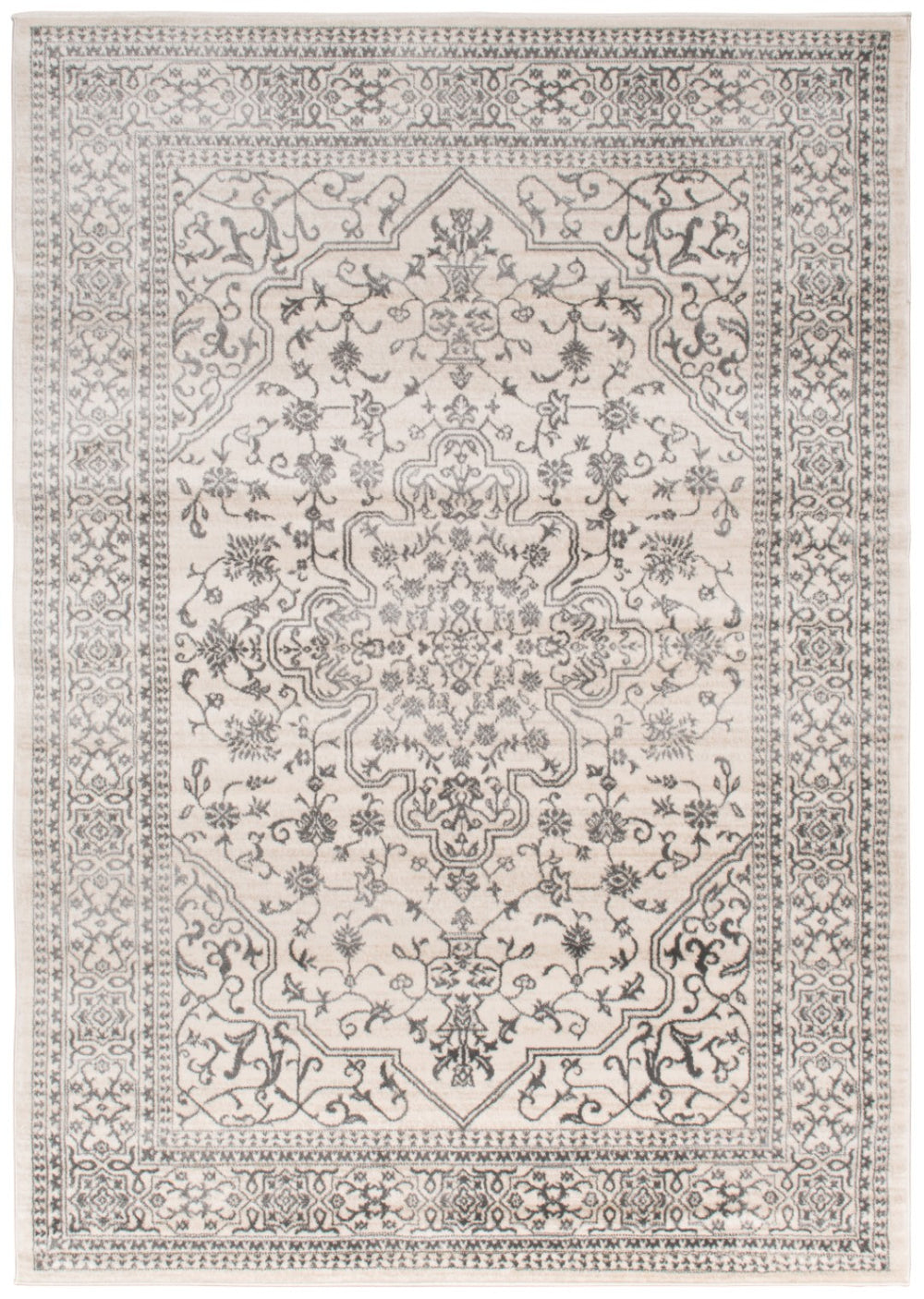 HomeRoots 5' Elegant Ivory and Gray Oriental Area Rug - Timeless Design, Durable, Stain-Resistant for Homes 5' X 8' 552148