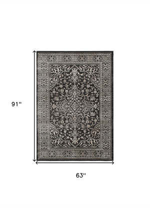 HomeRoots 5' Elegant Ivory and Gray Oriental Area Rug - Timeless Design, Durable, Stain-Resistant for Homes 5' X 8' 552150
