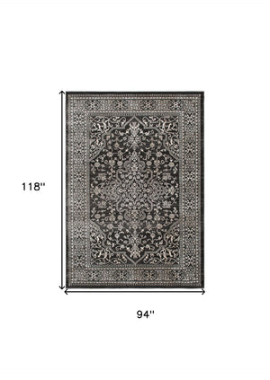 HomeRoots 5' Elegant Ivory and Gray Oriental Area Rug - Timeless Design, Durable, Stain-Resistant for Homes 8' X 10' 552151