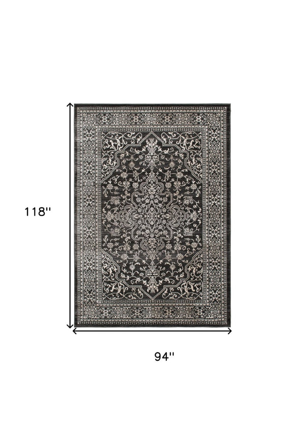 HomeRoots 5' Elegant Ivory and Gray Oriental Area Rug - Timeless Design, Durable, Stain-Resistant for Homes 8' X 10' 552151