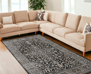HomeRoots 5' Elegant Ivory and Gray Oriental Area Rug - Timeless Design, Durable, Stain-Resistant for Homes 8' X 10' 552151