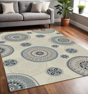 HomeRoots 5' Modern Ivory and Gray Geometric Area Rug – Soft, Stain-Resistant Design for Stylish Spaces 5' X 8' 552152