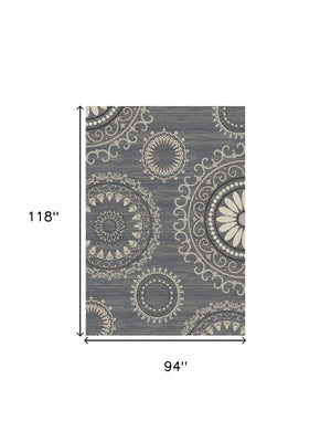 HomeRoots 5' Modern Gray and Ivory Geometric Area Rug – Stylish, Durable Design for Homes with Kids & Pets 8' X 10' 552155